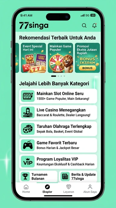 Tampilan katalog aplikasi 77singa