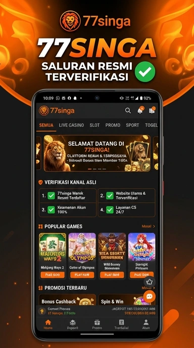 Tampilan kanal resmi 77singa