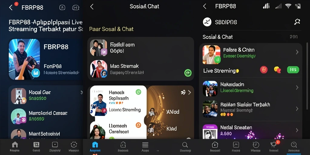 Antarmuka FBRP88 menampilkan fitur Live Streaming yang interaktif dan menarik.