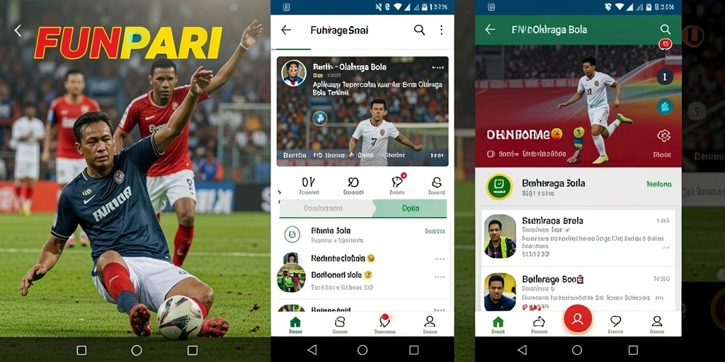 Antarmuka aplikasi FUNPARI yang menampilkan berita olahraga bola.